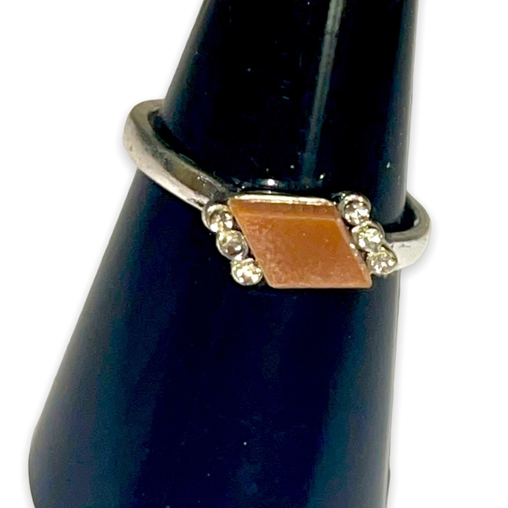 New Sterling Silver Handmade Geometric Brown Dendrite Jasper Gemstone Ring